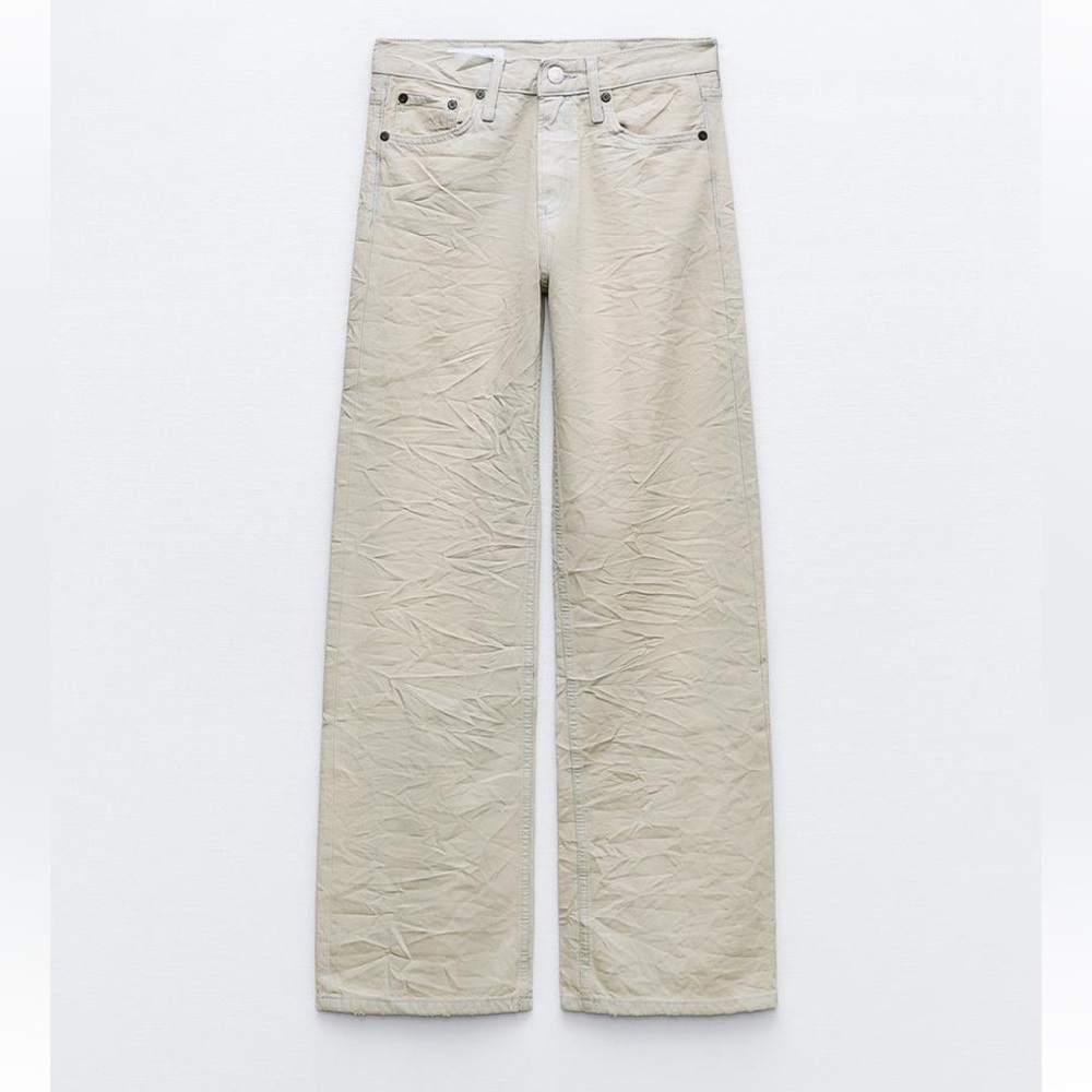 Zara MID WAIST WRINKLE EFFECT COATED JEANS - Picture 2 of 3